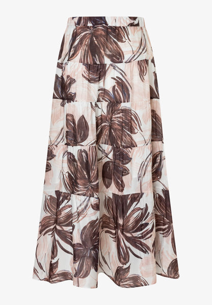 More &amp; More Brushstroke Flower Print Women Printrock with Tiers SKU: 61055008_5286 Image 05