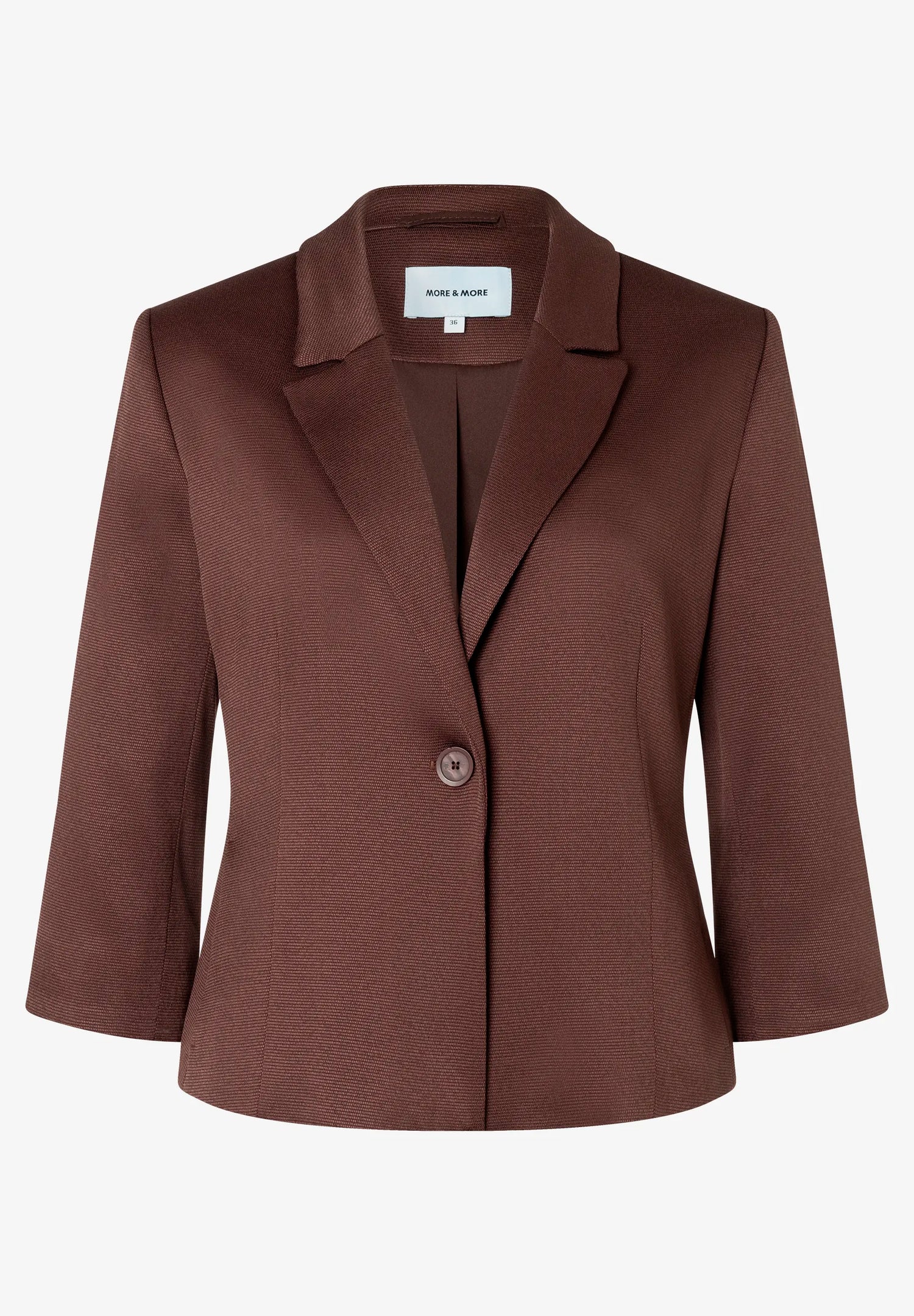 More &amp; More Cool Chocolate Women Blazer with Ribbed Texture SKU: 61056010_0286 Image 04