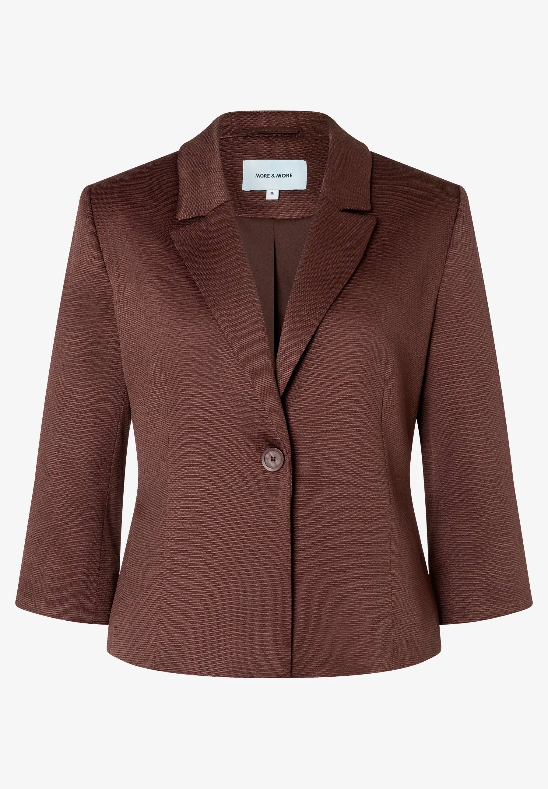 More &amp; More Cool Chocolate Women Blazer with Ribbed Texture SKU: 61056010_0286 Image 04