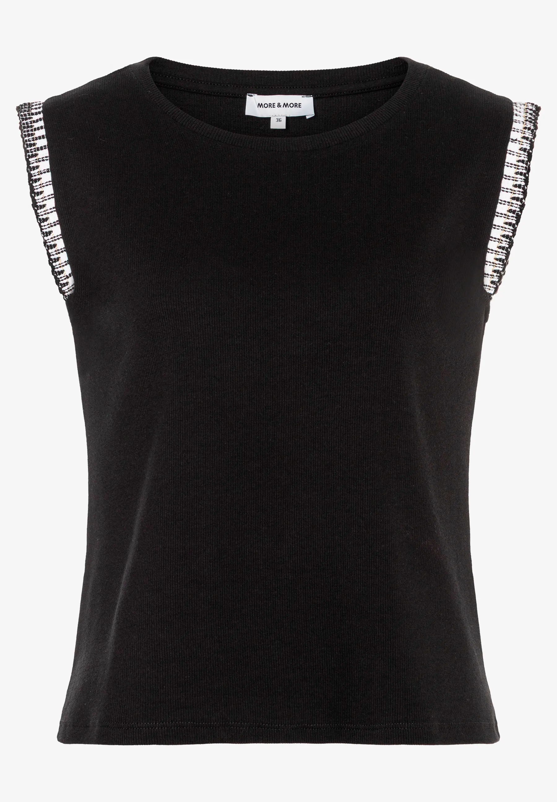 More &amp; More Black Women Ribbed Top with Border SKU: 61060062_0790 Image 03