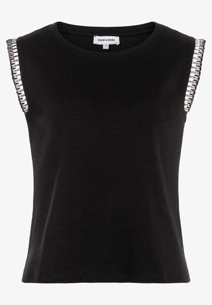 More &amp; More Black Women Ribbed Top with Border SKU: 61060062_0790 Image 03