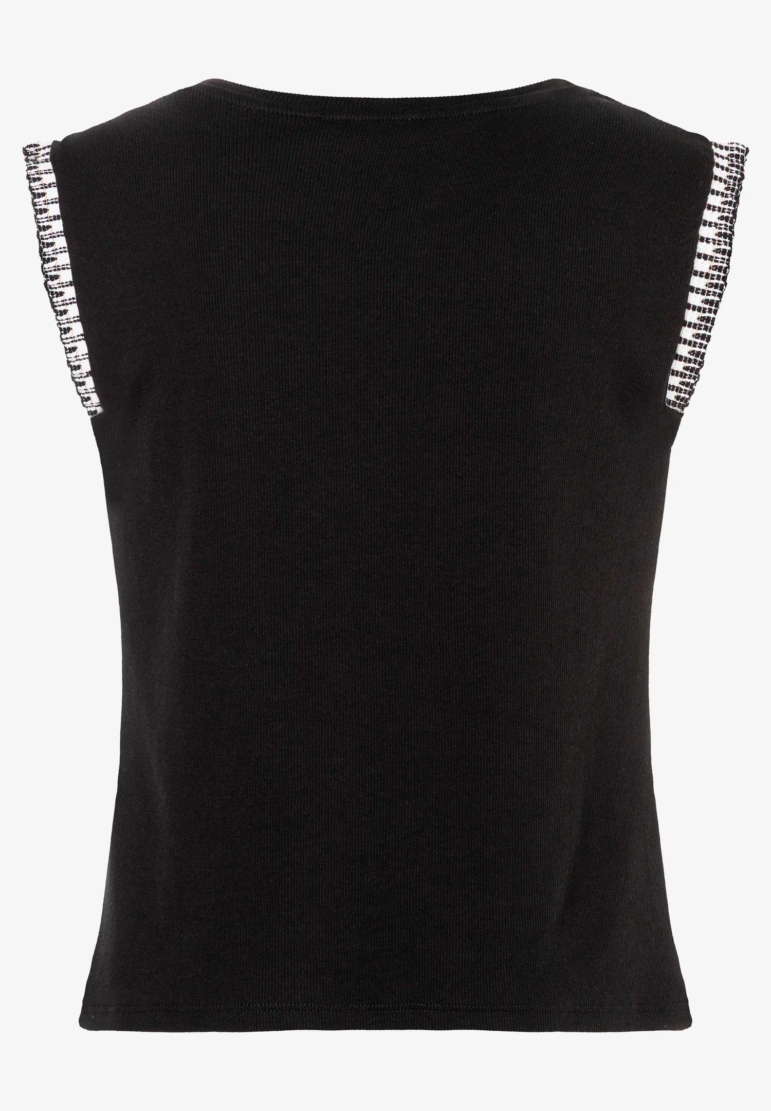 More &amp; More Black Women Ribbed Top with Border SKU: 61060062_0790 Image 04