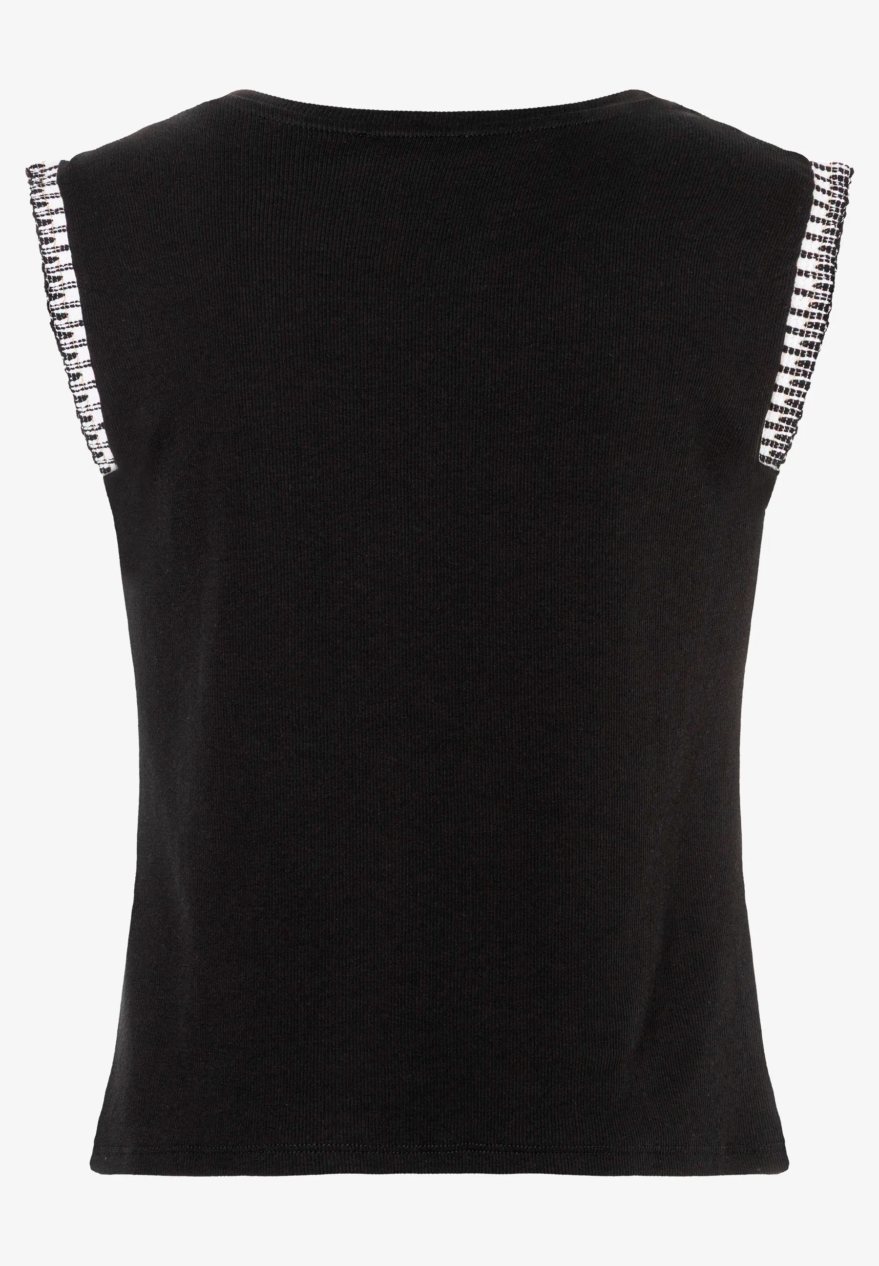 More &amp; More Black Women Ribbed Top with Border SKU: 61060062_0790 Image 04