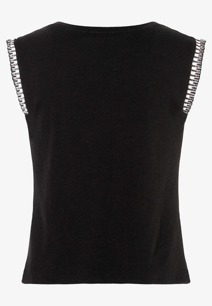 More &amp; More Black Women Ribbed Top with Border SKU: 61060062_0790 Image 04