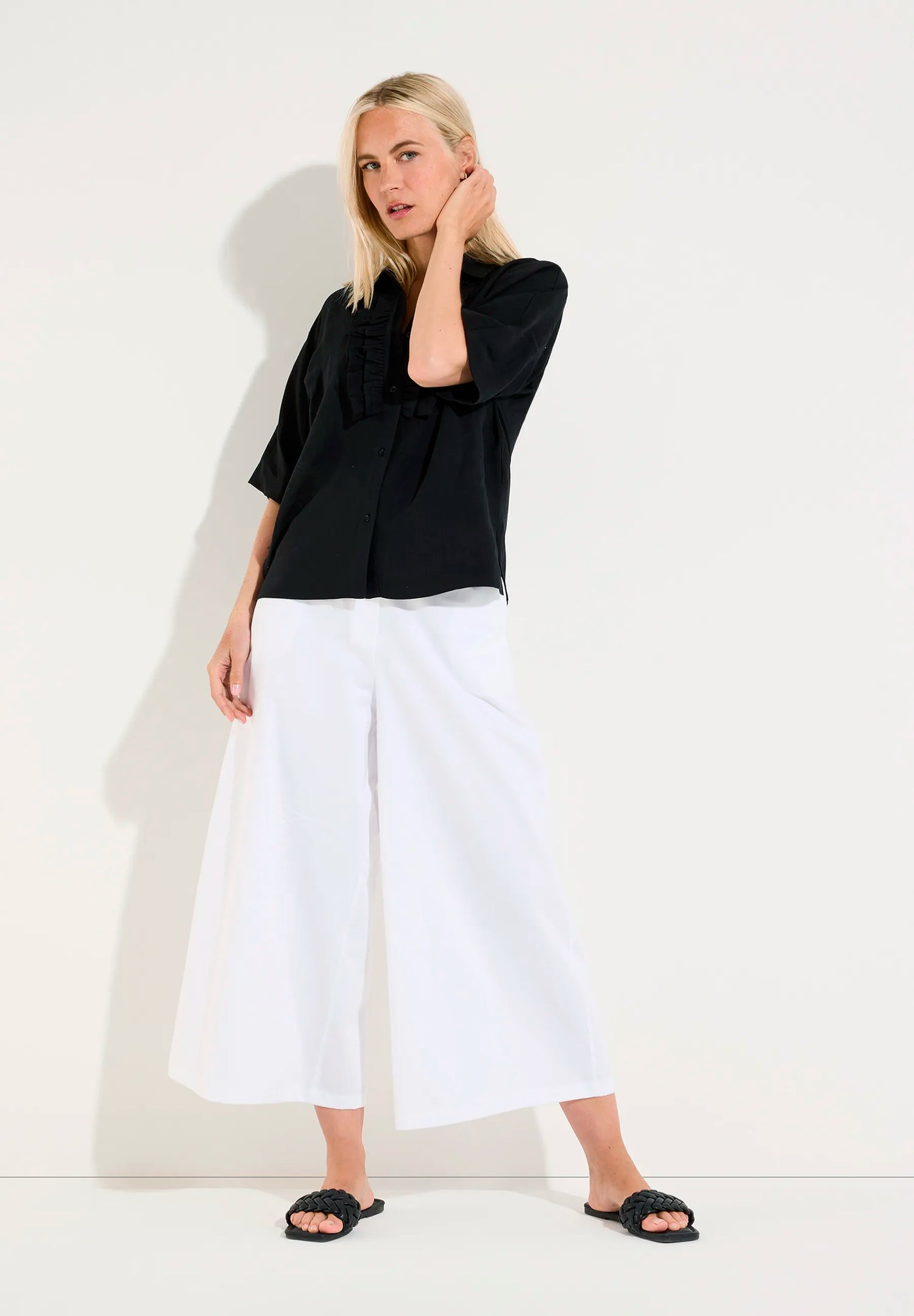 More &amp; More Black Women Blouse with Ruffles SKU: 61062058_0790 Image 02