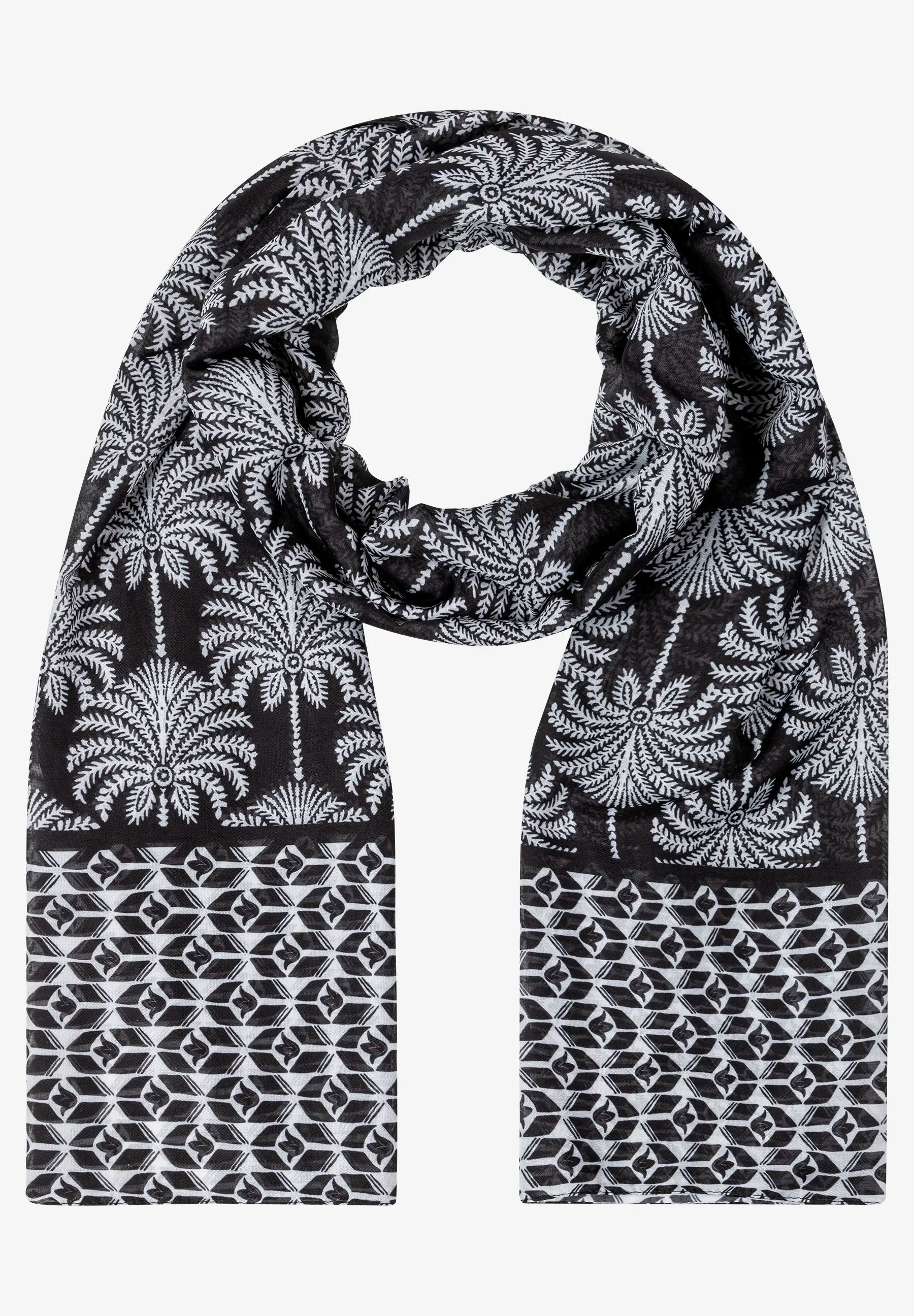 More &amp; More Twotone Palm Print Women Printed Scarf SKU: 61069012_2790 Image 04