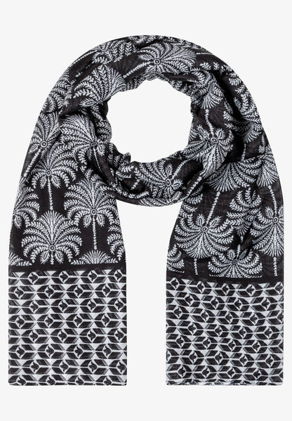 More &amp; More Twotone Palm Print Women Printed Scarf SKU: 61069012_2790 Image 04