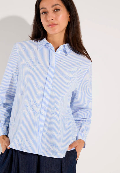 More &amp; More Jersey Stripe Wide Women Striped Blouse with Floral Design SKU: 61072009_M2319 Image 01