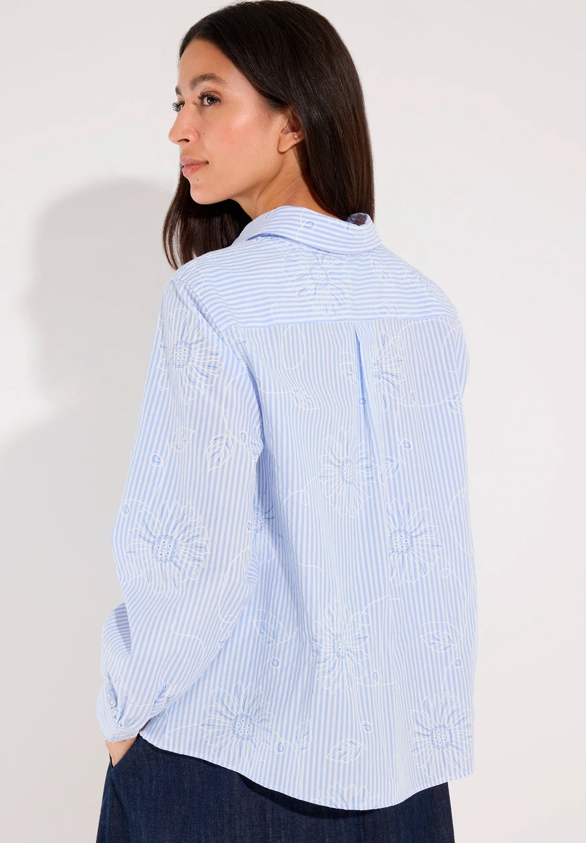 More &amp; More Jersey Stripe Wide Women Striped Blouse with Floral Design SKU: 61072009_M2319 Image 03