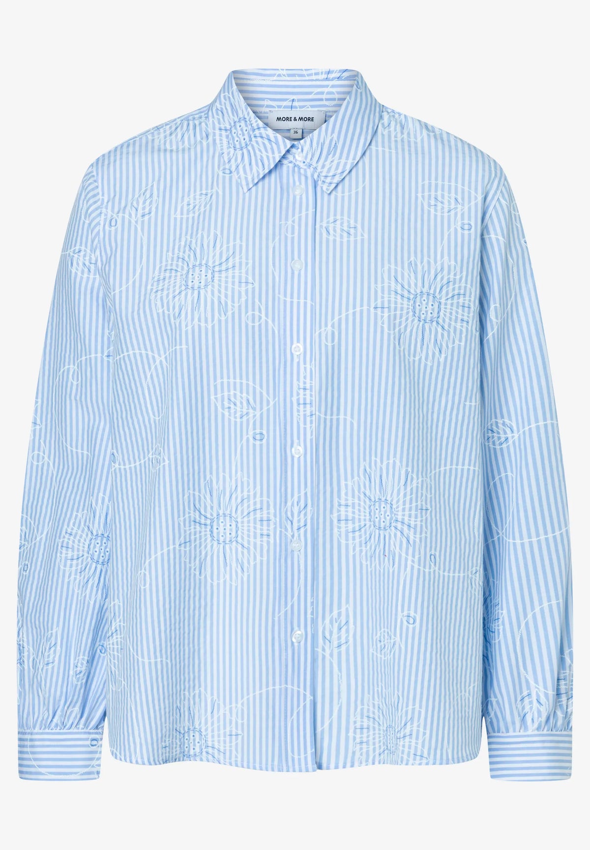More &amp; More Jersey Stripe Wide Women Striped Blouse with Floral Design SKU: 61072009_M2319 Image 04