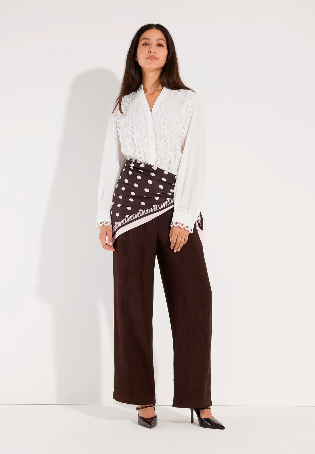 More &amp; More Off White Women Blouse with Lace Trim SKU: 61072013_M0041 Image 02