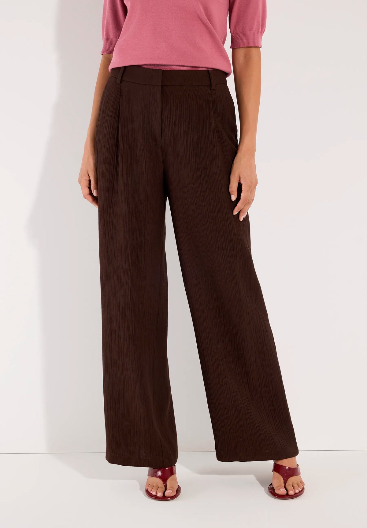 More &amp; More Espresso Brown Women Wide-Leg Trousers SKU: 61074003_M0279 Image 01