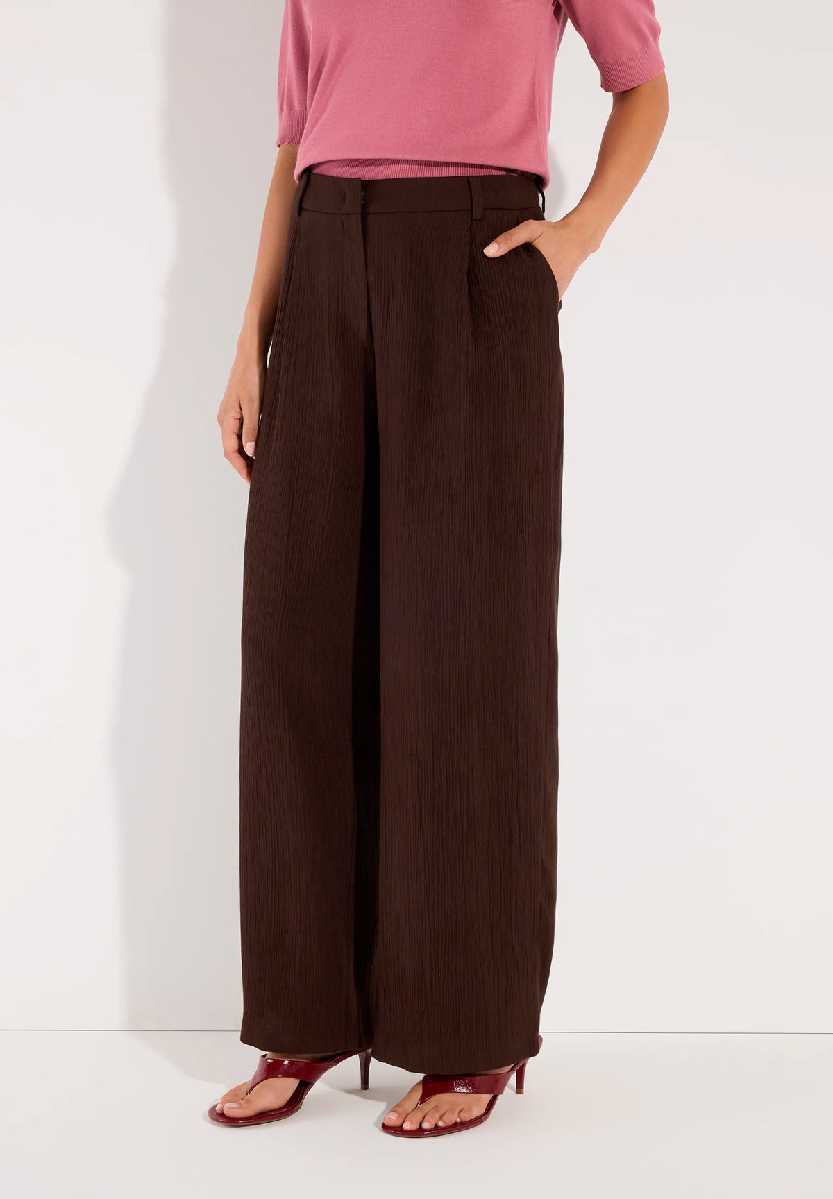 More &amp; More Espresso Brown Women Wide-Leg Trousers SKU: 61074003_M0279 Image 02