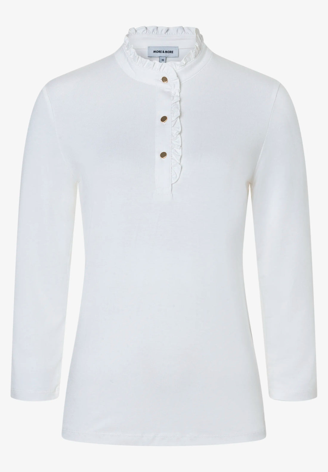 More &amp; More Off White Women T-Shirt with Button Placket SKU: 61080055_M0041 Image 02