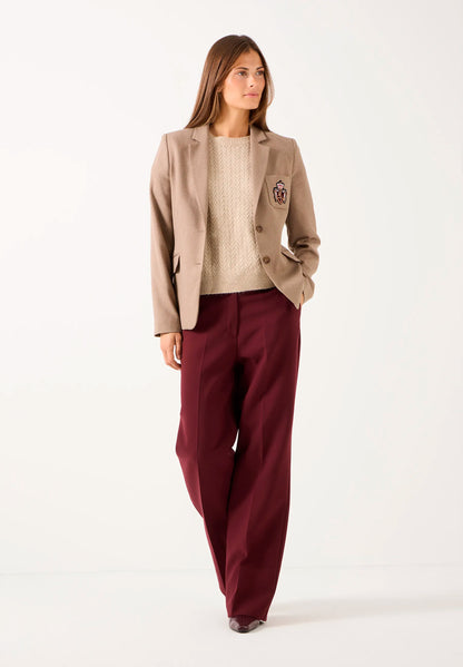 More &amp; More Pale Stone Women Short-Sleeved Sweater with Cable Knit Texture SKU: 61081050_M0064 Image 02