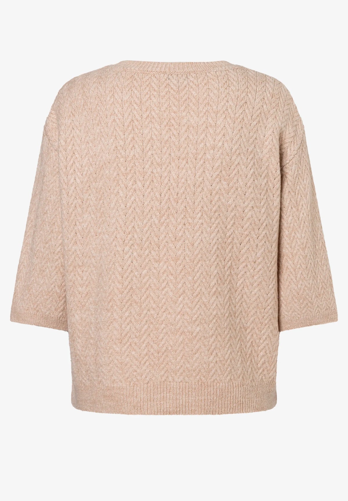 More &amp; More Pale Stone Women Short-Sleeved Sweater with Cable Knit Texture SKU: 61081050_M0064 Image 05
