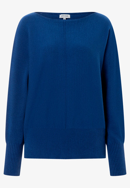 More &amp; More College Blue Women Fine Knit Sweater with Batwing Sleeves SKU: 61081059_M0350 Image 03