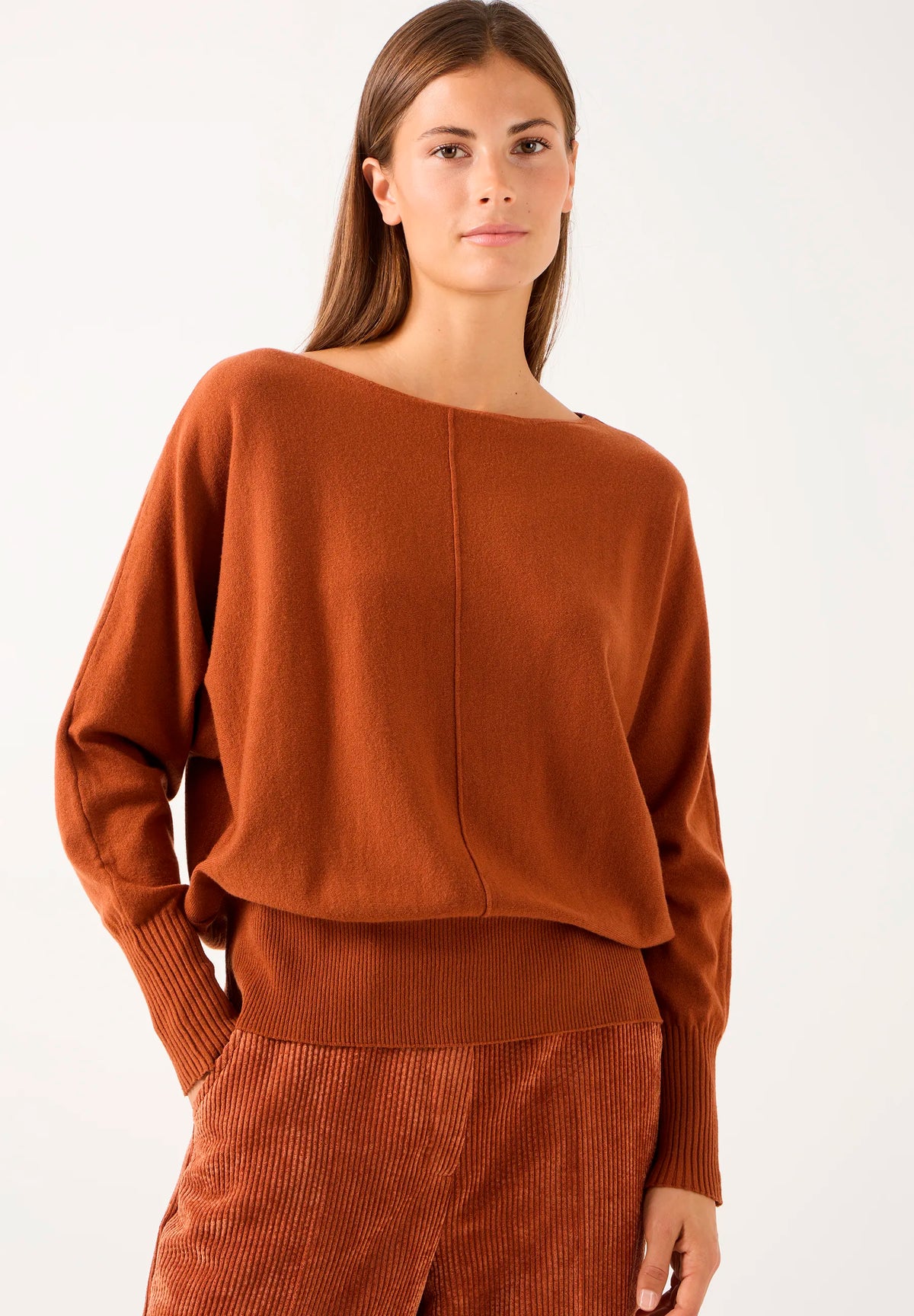 More &amp; More Cinnamon Women Fine Knit Sweater with Batwing Sleeves SKU: 61081059_M0476 Image 01