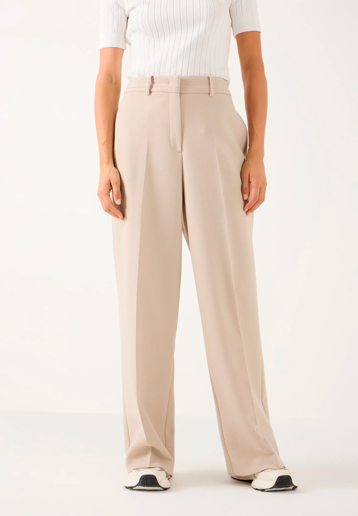 More &amp; More Pale Stone Women Straight Trousers SKU: 61084052_M0064 Image 01