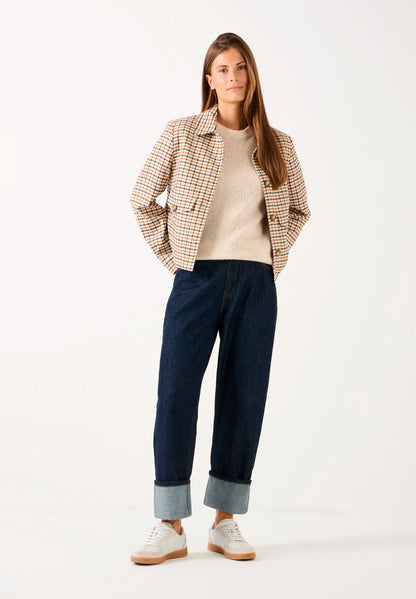 More &amp; More Rinse Wash Denim Dark Blue Women Jeans with a Roll-Up SKU: 61084251_M0970 Image 02
