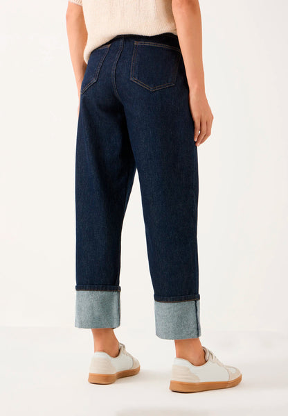 More &amp; More Rinse Wash Denim Dark Blue Women Jeans with a Roll-Up SKU: 61084251_M0970 Image 03