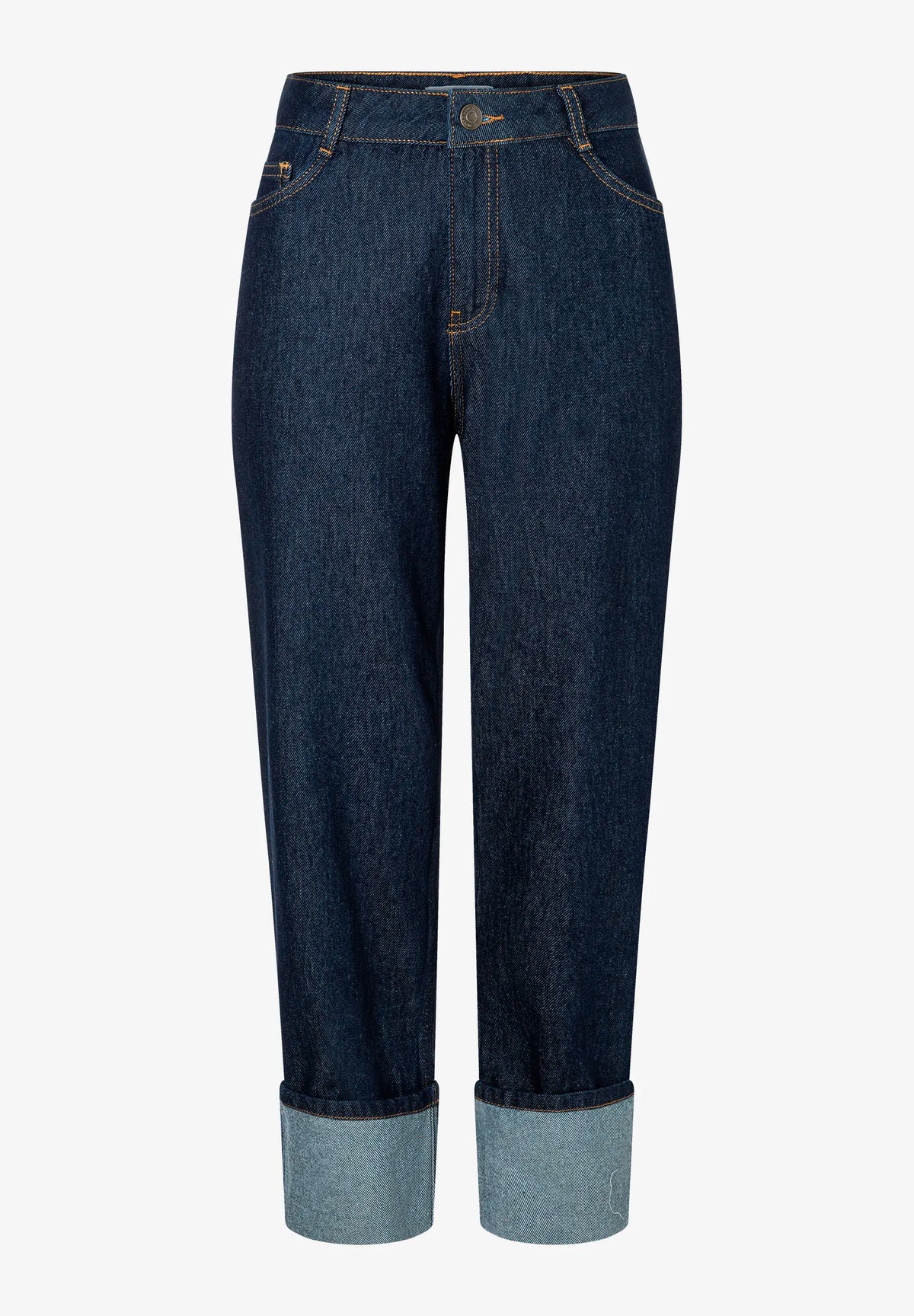 More &amp; More Rinse Wash Denim Dark Blue Women Jeans with a Roll-Up SKU: 61084251_M0970 Image 04