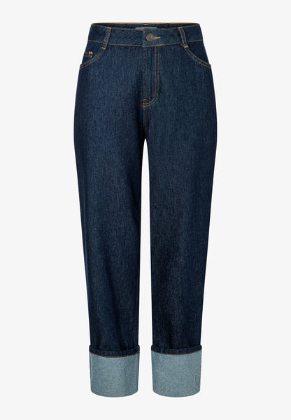 More &amp; More Rinse Wash Denim Dark Blue Women Jeans with a Roll-Up SKU: 61084251_M0970 Image 04