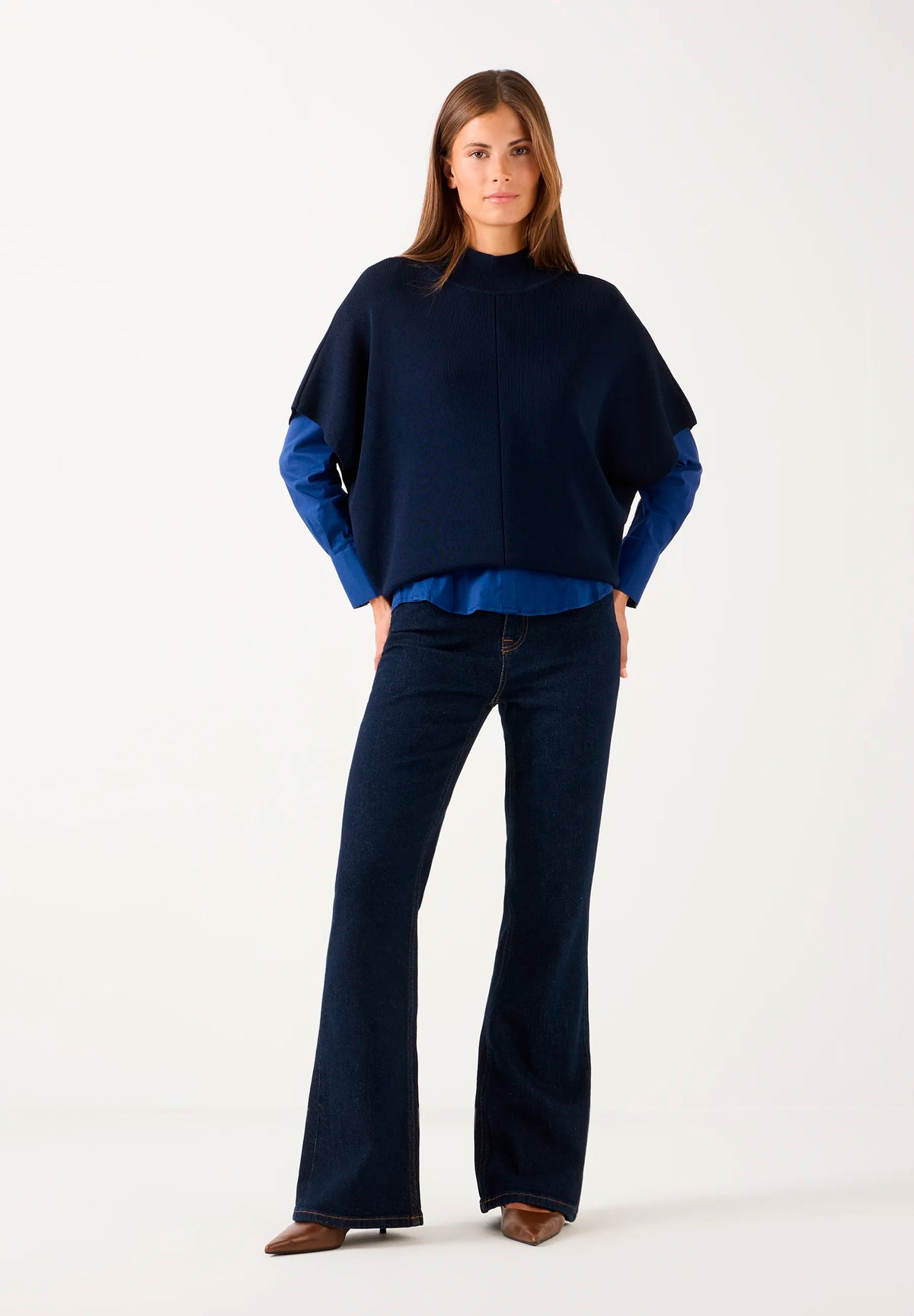 More &amp; More Rinse Wash Denim Dark Blue Women Bootcut Jeans SKU: 61084252_M0970 Image 02