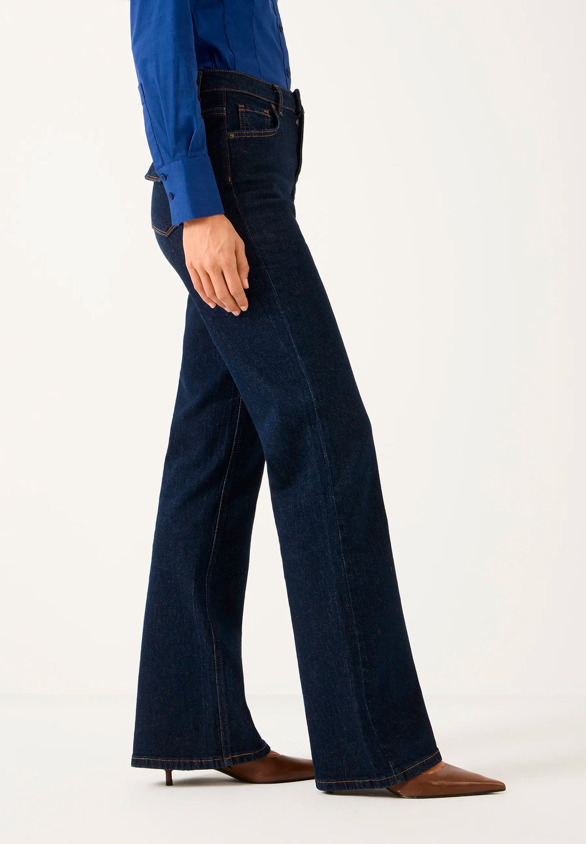 More &amp; More Rinse Wash Denim Dark Blue Women Bootcut Jeans SKU: 61084252_M0970 Image 03