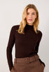 More & More Espresso Brown Women Ribbed Top SKU: 61090005_M0279 Image 01