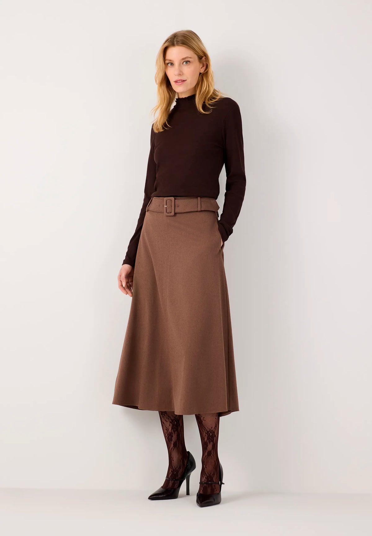 More &amp; More Espresso Brown Women Ribbed Top SKU: 61090005_M0279 Image 02
