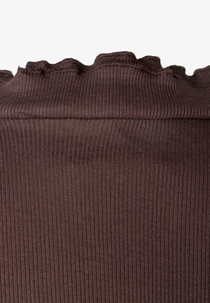More &amp; More Espresso Brown Women Ribbed Top SKU: 61090005_M0279 Image 05