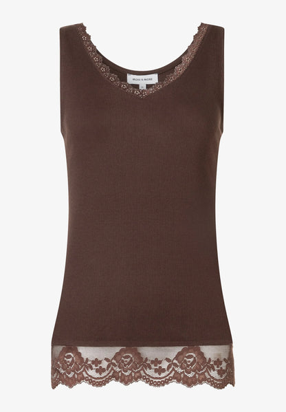 More &amp; More Espresso Brown Women Top with Lace Hem SKU: 61090057_M0279 Image 03