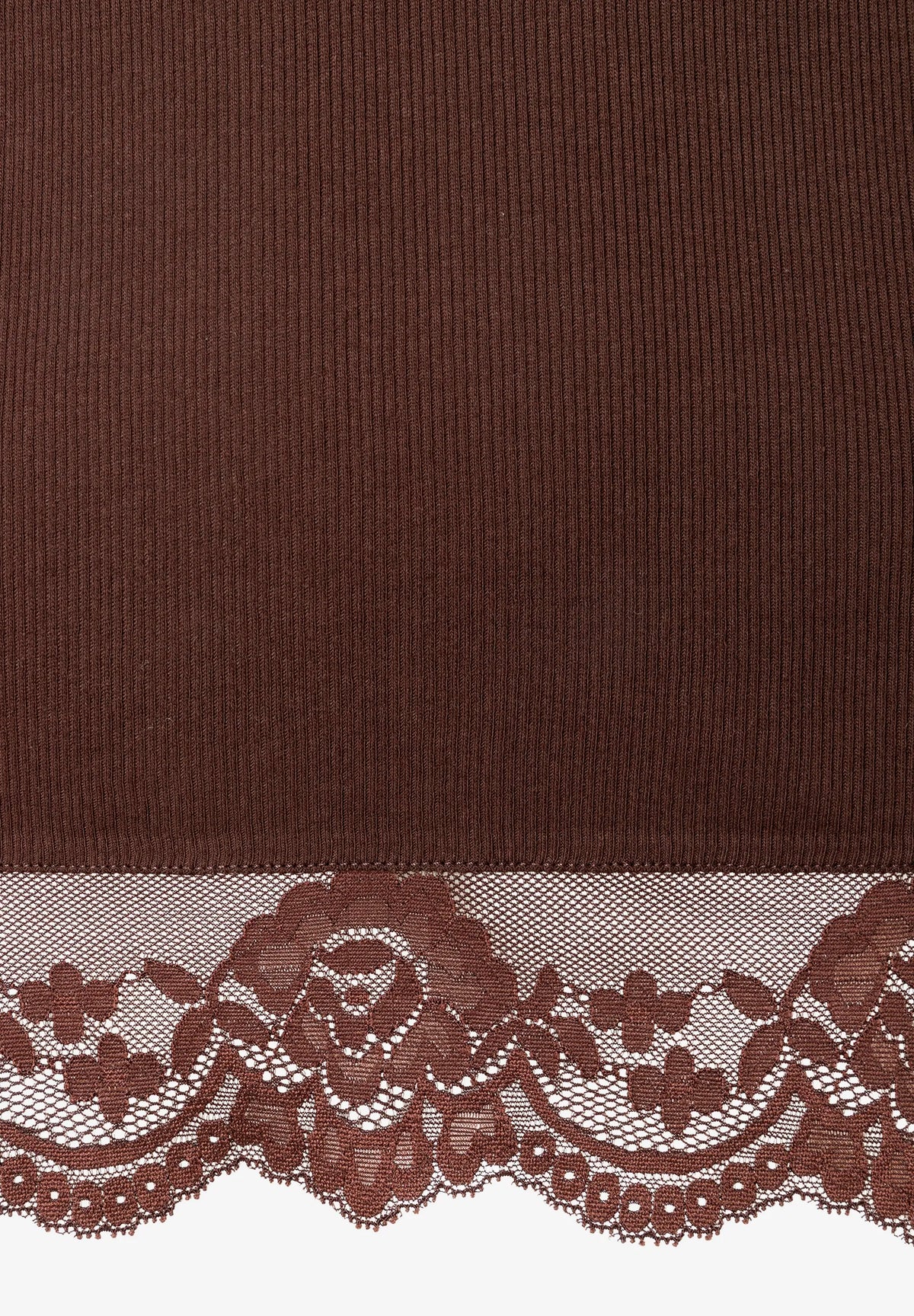More &amp; More Espresso Brown Women Top with Lace Hem SKU: 61090057_M0279 Image 05