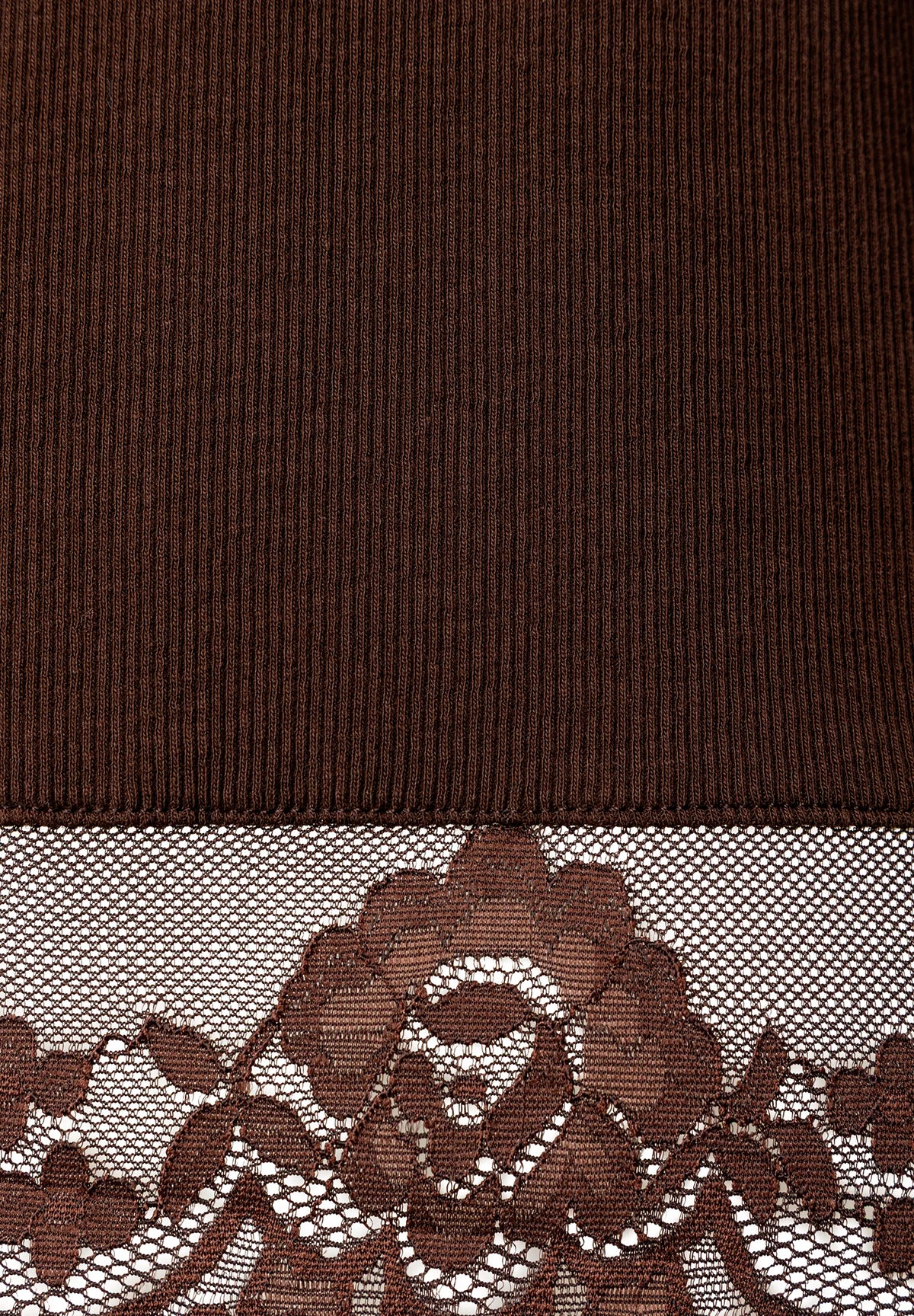 More &amp; More Espresso Brown Women T-Shirt with Lace Hem SKU: 61090082_M0279 Image 03