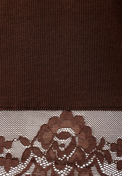 More &amp; More Espresso Brown Women T-Shirt with Lace Hem SKU: 61090082_M0279 Image 03
