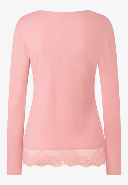 More &amp; More Mellow Rose Women T-Shirt with Lace Hem SKU: 61090082_M0858 Image 03