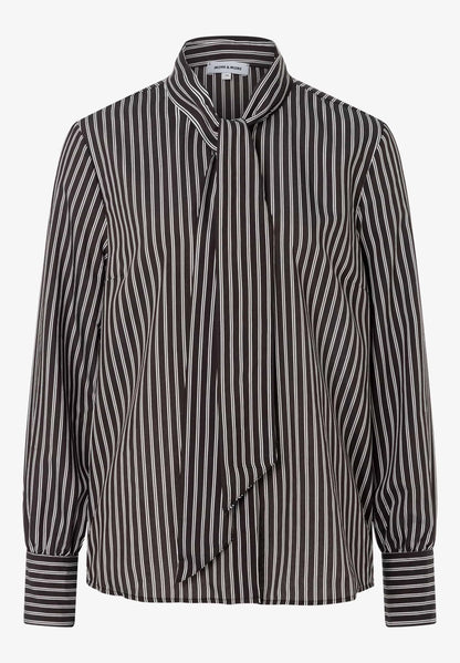 More &amp; More Two Tone Animal Print Women Striped Pussy-Bow Blouse SKU: 61092008_M2279 Image 03