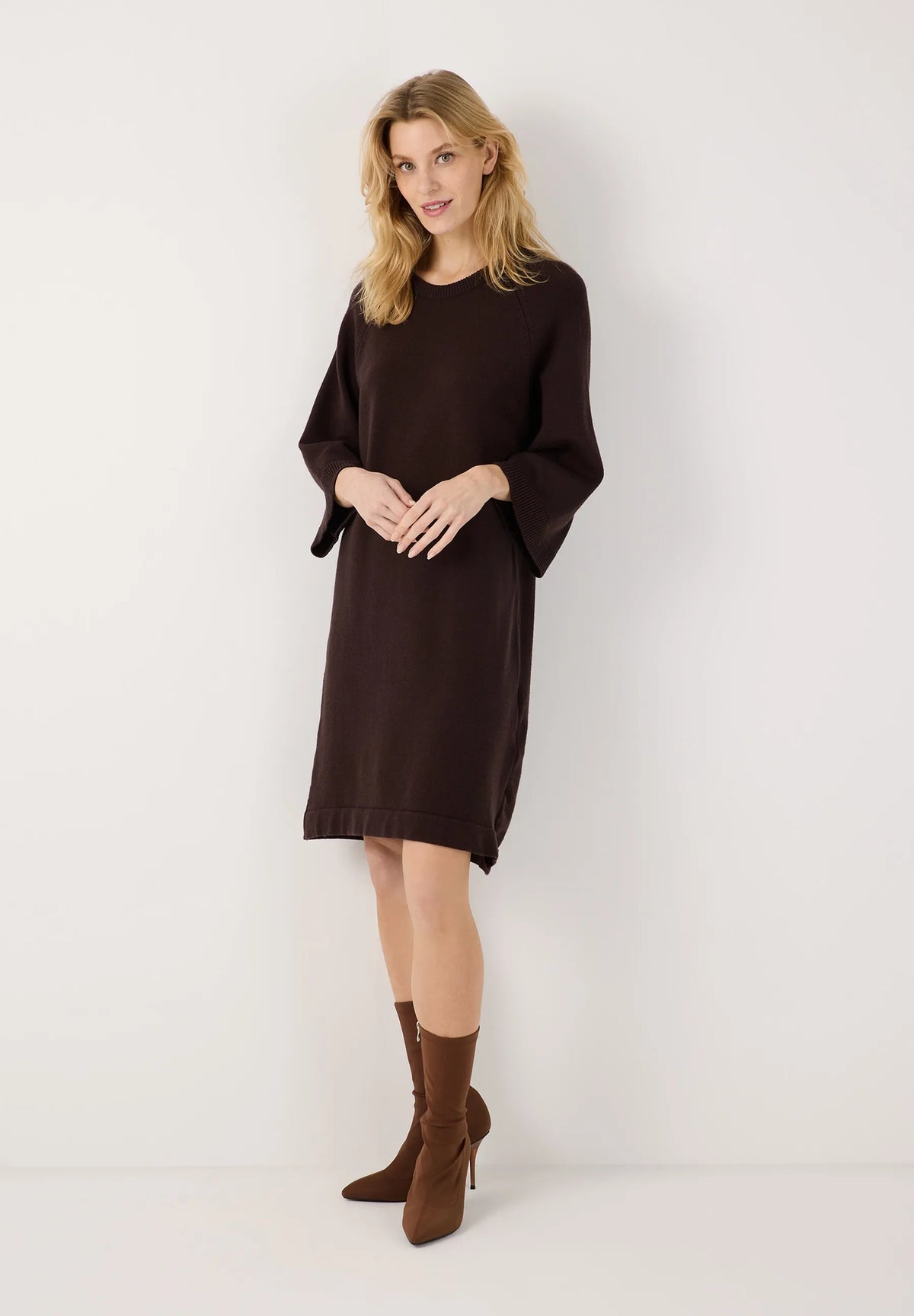 More &amp; More Espresso Brown Women Knit Dress SKU: 61093470_M0279 Image 01