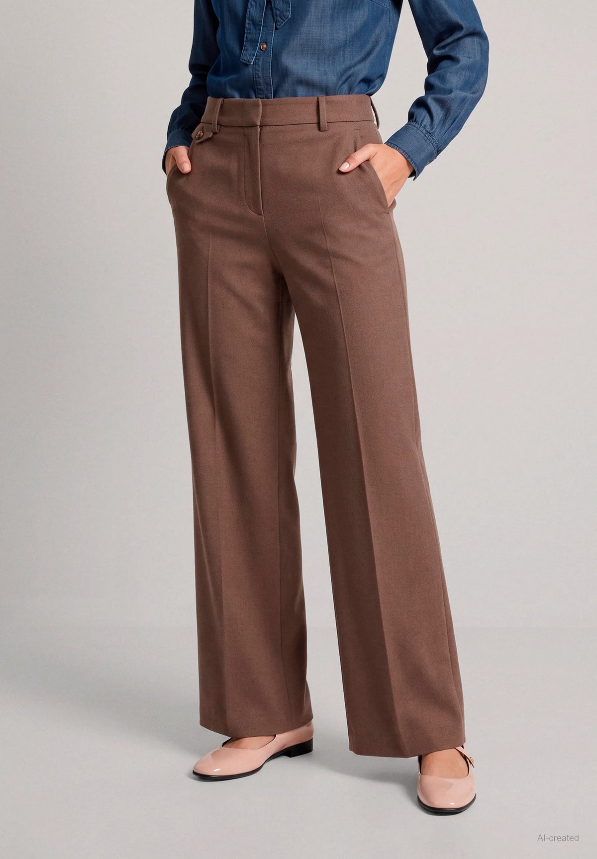 More &amp; More Two Tone Animal Print Women Wide-Leg Trousers SKU: 61094001_M2279 Image 01