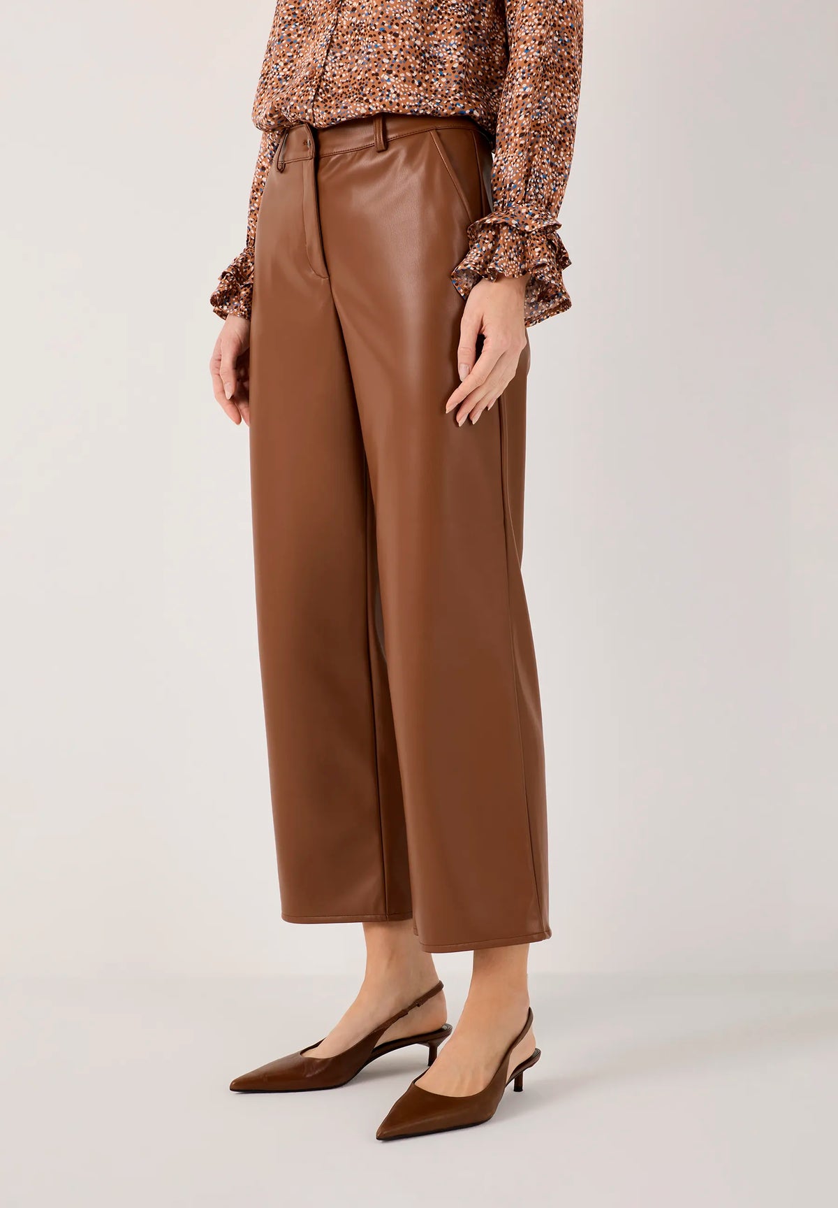More &amp; More Espresso Brown Women Faux Leather Culottes SKU: 61094007_M0279 Image 03