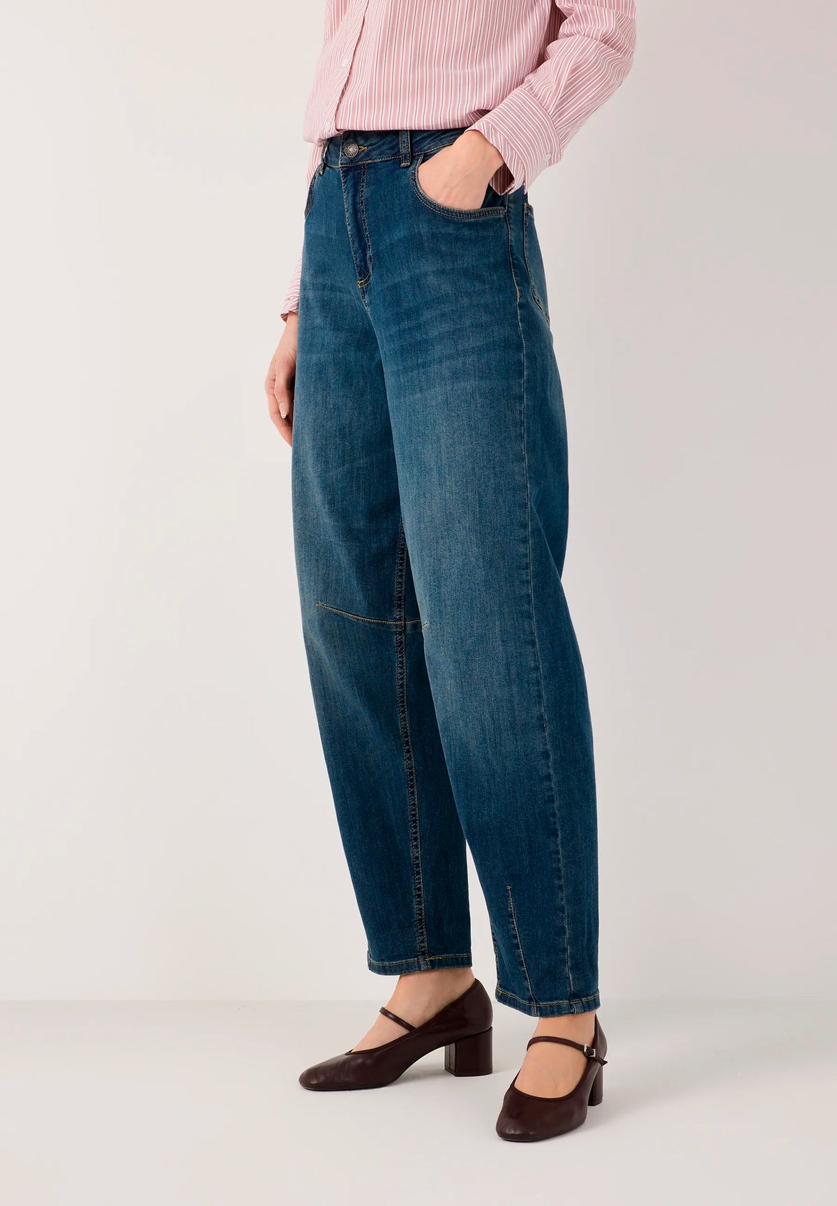 More &amp; More Middle Blue Denim Women Barrel Jeans SKU: 61094203_M0962 Image 02
