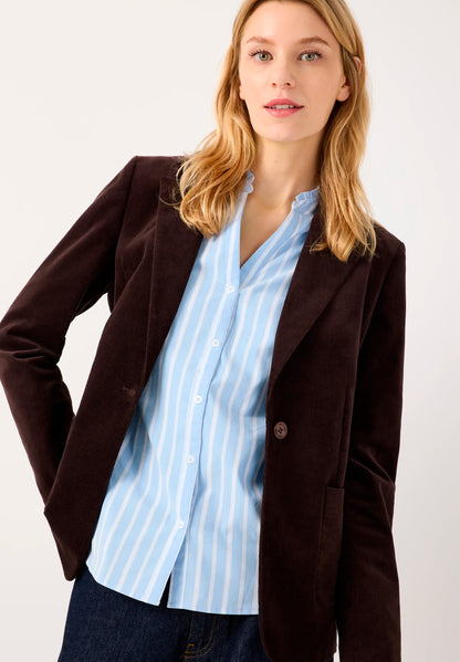 More &amp; More Espresso Brown Women Velvet Blazer SKU: 61096008_M0279 Image 01