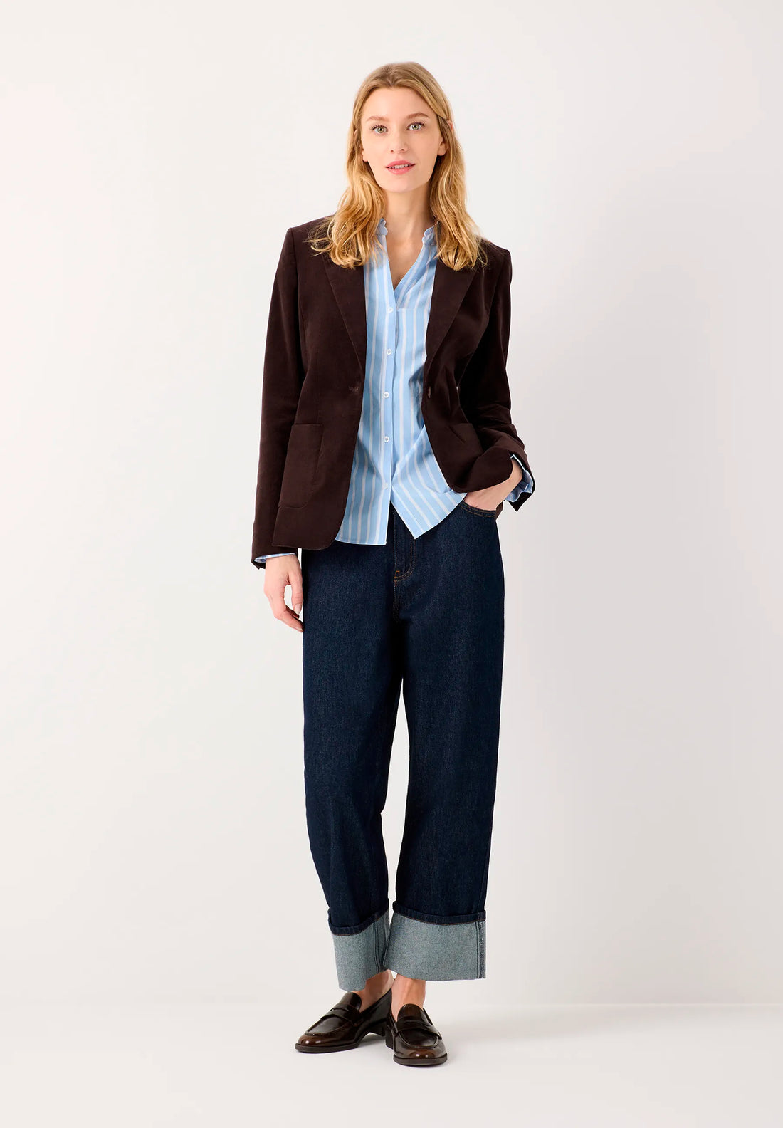 More &amp; More Espresso Brown Women Velvet Blazer SKU: 61096008_M0279 Image 02