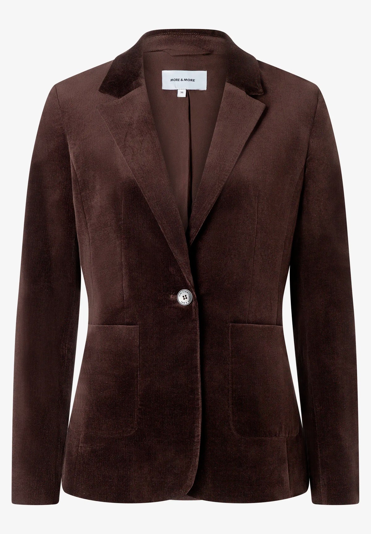 More &amp; More Espresso Brown Women Velvet Blazer SKU: 61096008_M0279 Image 03