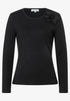 More & More Black Women Long-Sleeve Top with Flower AppliquŽ SKU: 61100058_M0790 Image 01