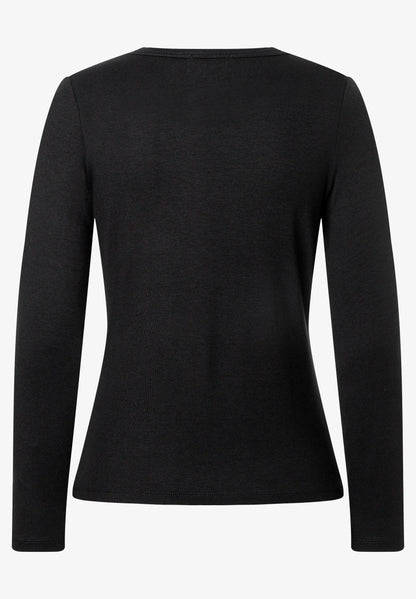 More &amp; More Black Women Long-Sleeve Top with Flower AppliquŽ SKU: 61100058_M0790 Image 02
