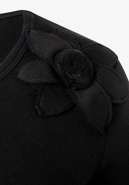 More &amp; More Black Women Long-Sleeve Top with Flower AppliquŽ SKU: 61100058_M0790 Image 03
