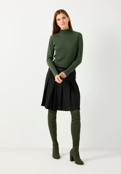 More &amp; More Deep Forest Green Women Roll-Neck Top SKU: 61100060_M0689 Image 02