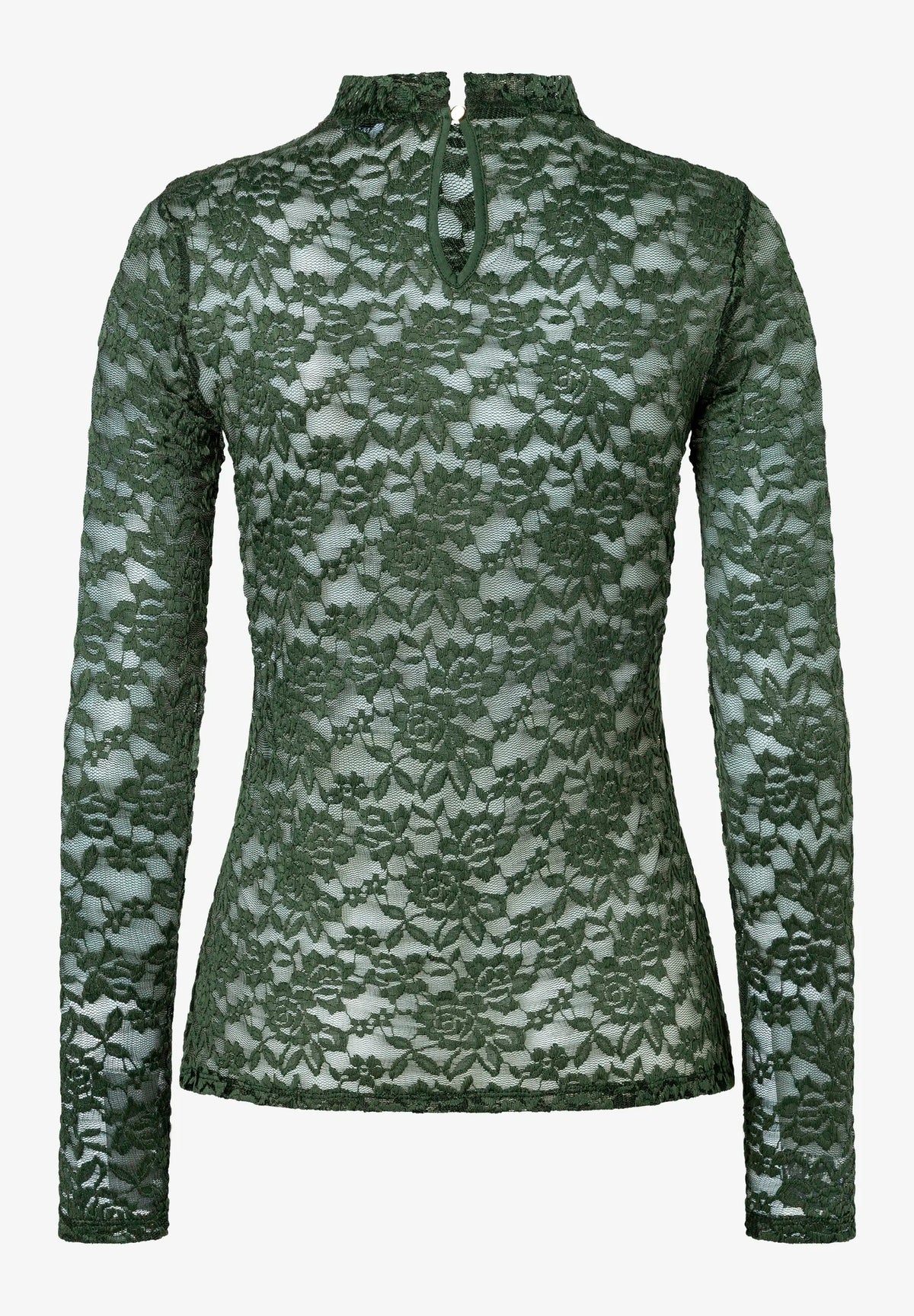 More &amp; More Deep Forest Green Women Lace Top SKU: 61100061_M0689 Image 04
